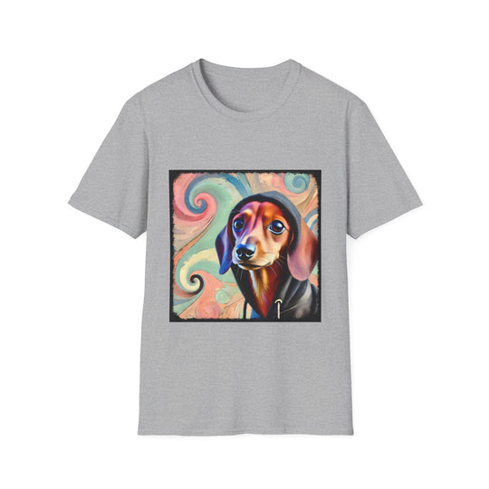 Dachshund Pastel Swirl design dog lover unisex t-shirt in sport grey