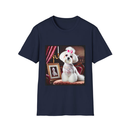 Maltese Pink Princess design dog lover unisex t-shirt in navy