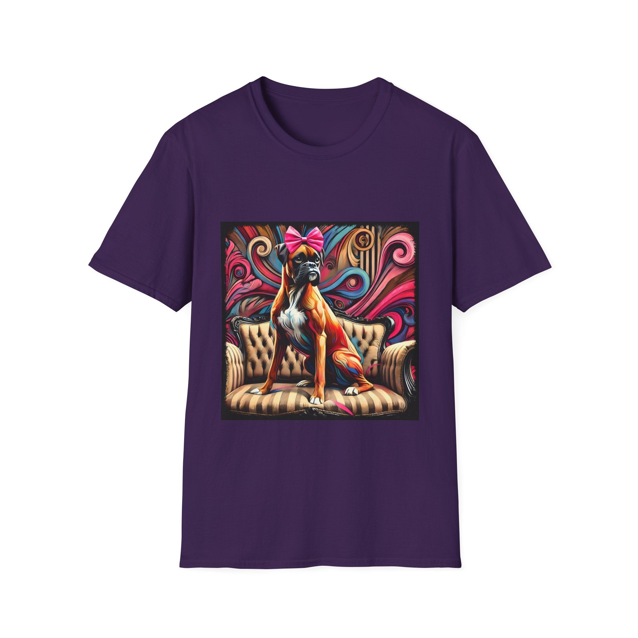 Boxer Pink Bow Swirl | Unisex Dog T-Shirt