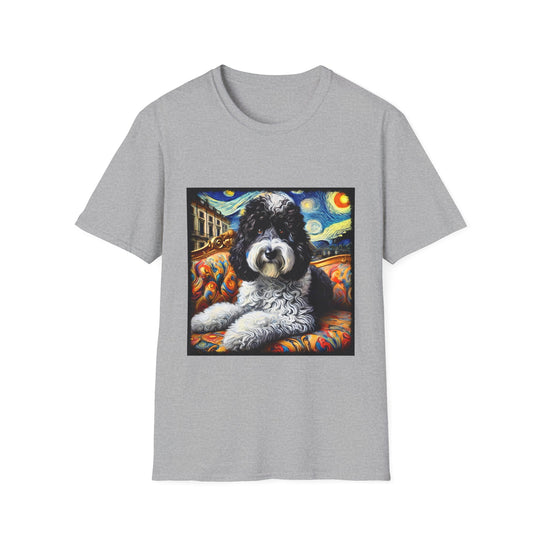Sheepadoodle Starry Swirl design dog lover unisex t-shirt in sport grey