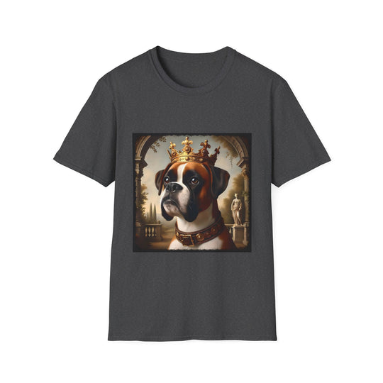 Boxer Noble King design dog lover unisex t-shirt in dark heather