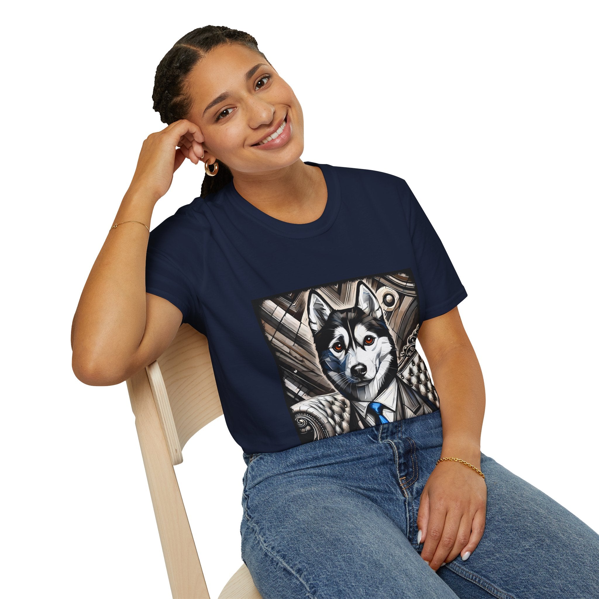 Siberian Husky B&W Bold Eyes | Unisex Dog T-Shirt