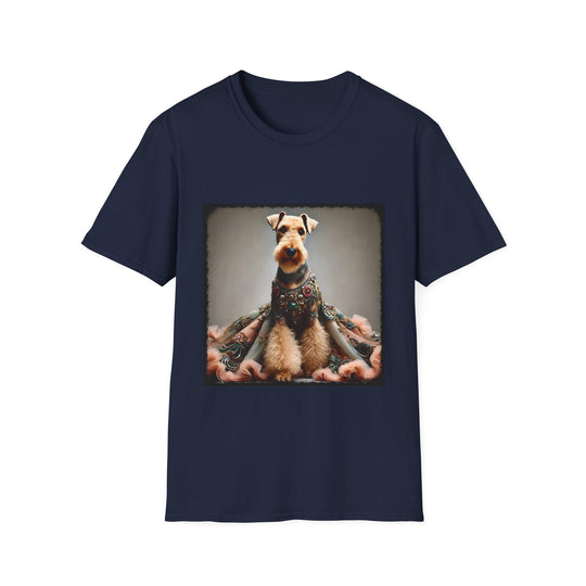 Airedale Terrier Encrusted Queen design dog lover unisex t-shirt in navy