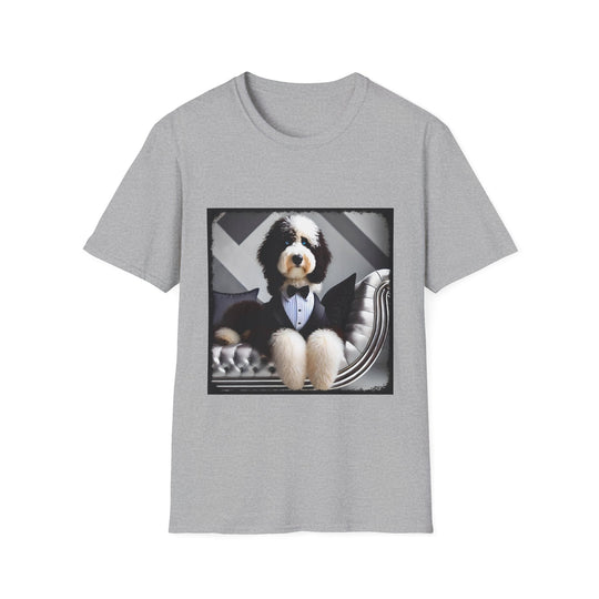 Sheepadoodle Distinguished Gent design dog lover unisex t-shirt in sport grey