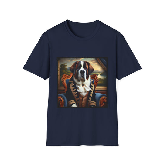 Saint Bernard Dashing Duke design dog lover unisex t-shirt in navy