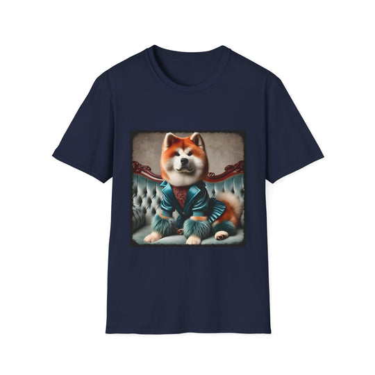 Akita Fierce Fashionista design dog lover unisex t-shirt in navy