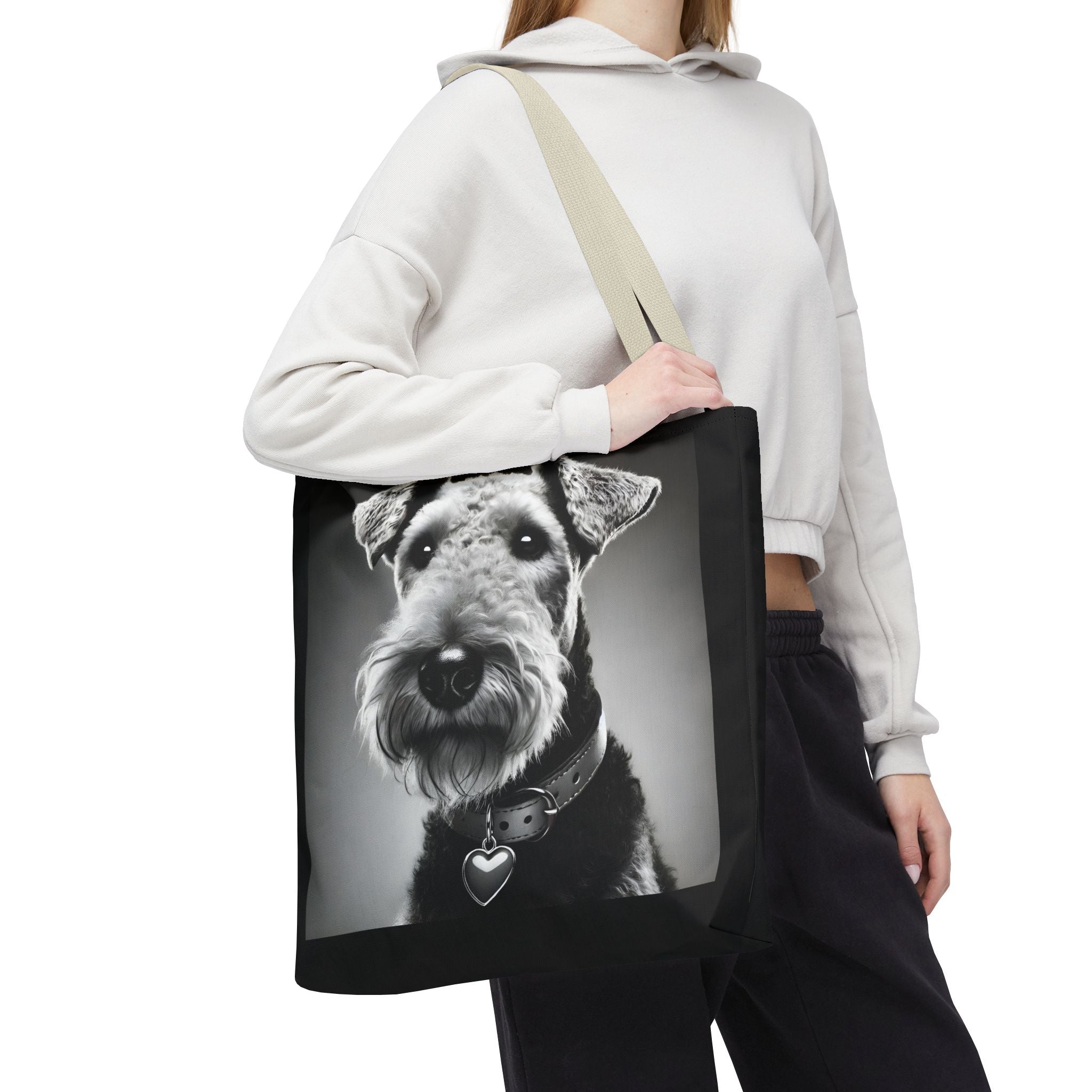 Airedale Terrier Tote Bag | Heart Charm Dog Lover Gift