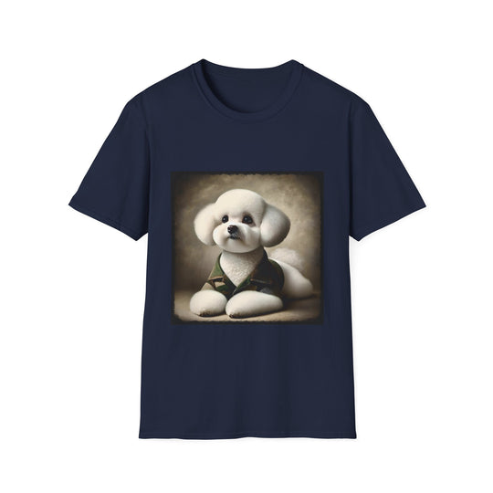 Bichon Frise Camo Cutie design dog lover unisex t-shirt in navy
