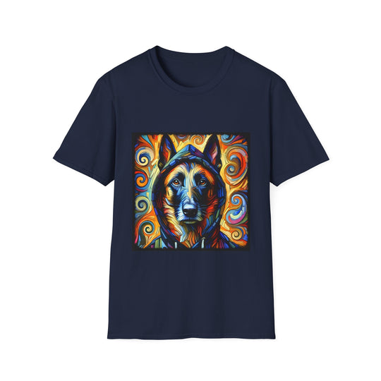 Belgian Malinois Relaxed Swirl design dog lover unisex t-shirt in navy
