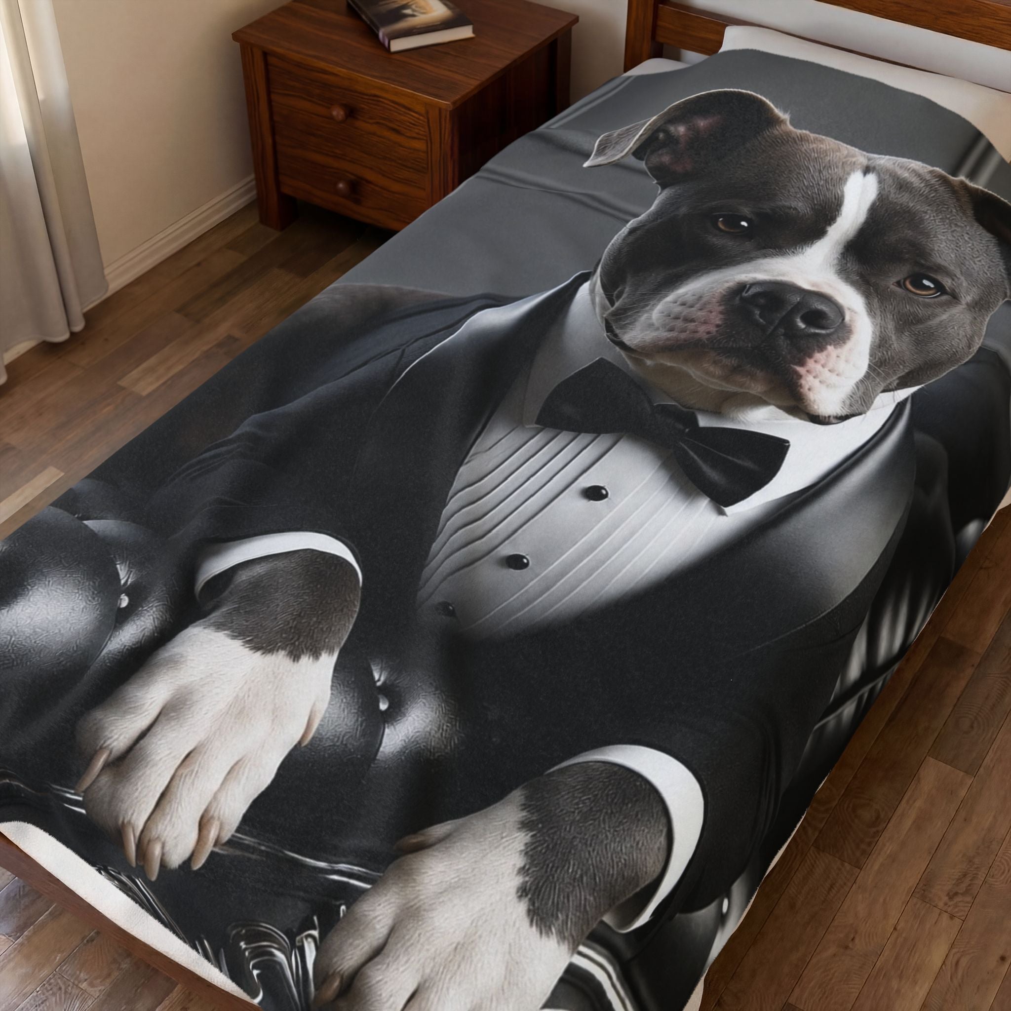 American Pit Bull Terrier Blanket – Distinguished Gent Dog Lover Gift