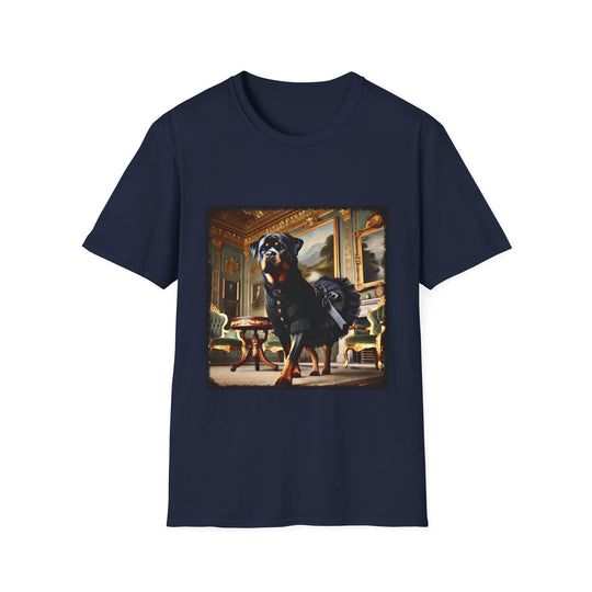 Rottweiler Runway Rebel design dog lover unisex t-shirt in navy