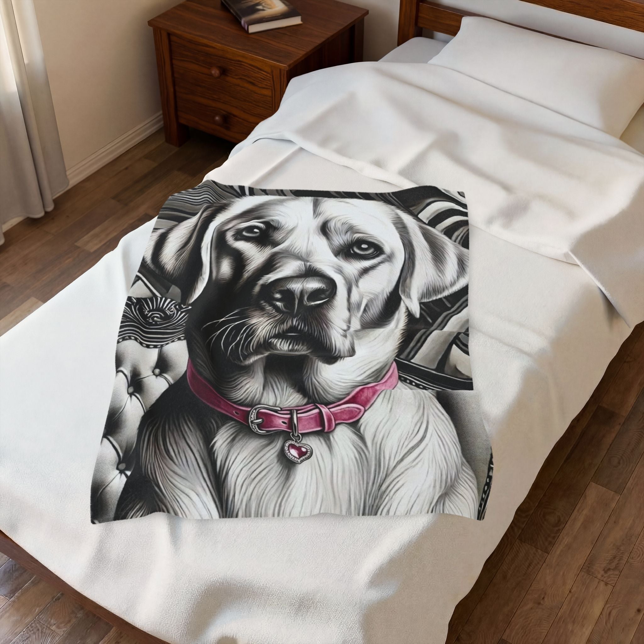 Labrador Retriever Blanket | B&W Pink Diamond Collar Dog Lover Gift