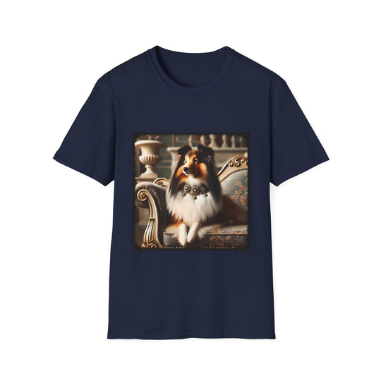 Shetland Sheepdog Luxurious Lady design dog lover unisex t-shirt in navy