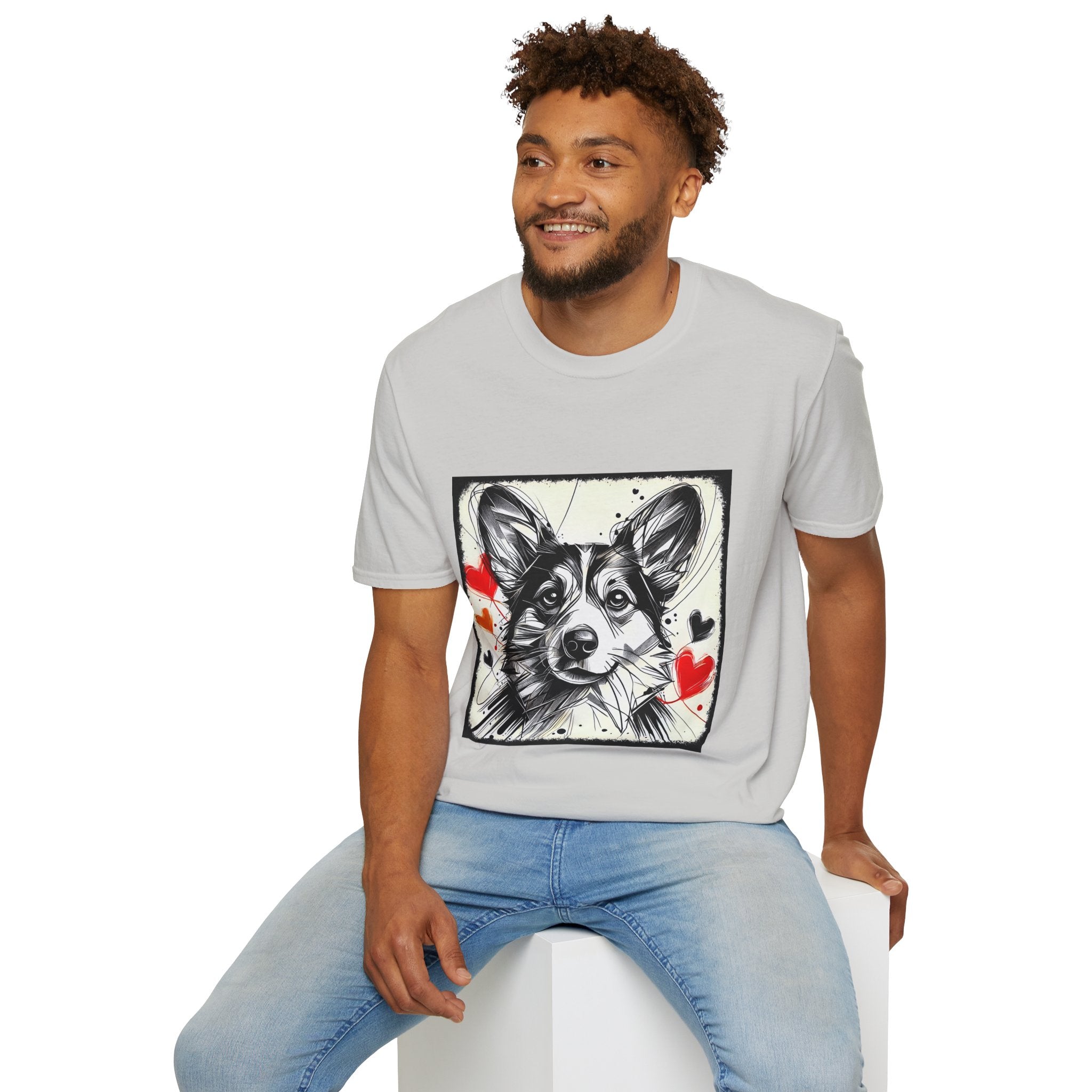 Pembroke Welsh Corgi Bold Heart Sketch | Unisex Dog T-Shirt