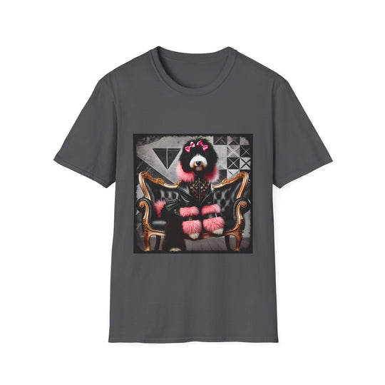 Bernedoodle Chic Rocker design dog lover unisex t-shirt in charcoal