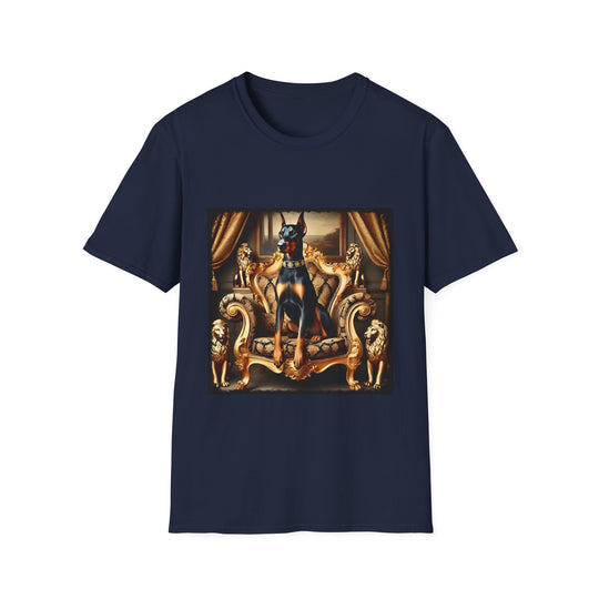 Doberman Pinscher Billionaire Bark design dog lover unisex t-shirt in navy