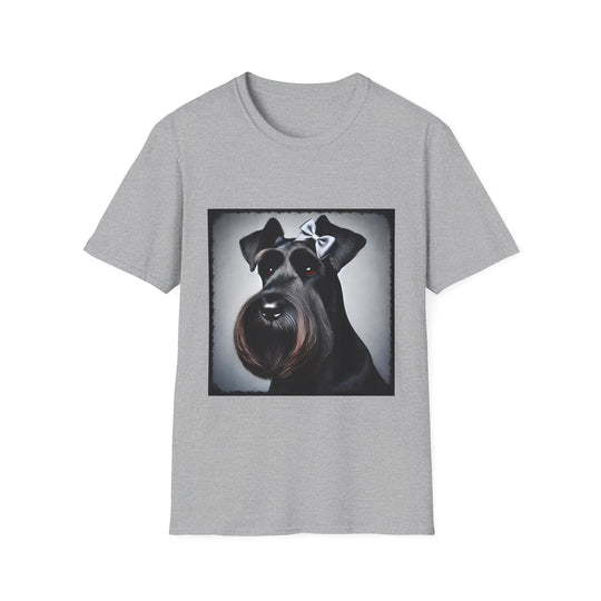 Schnauzer Bow Baddie design dog lover unisex t-shirt in sport grey