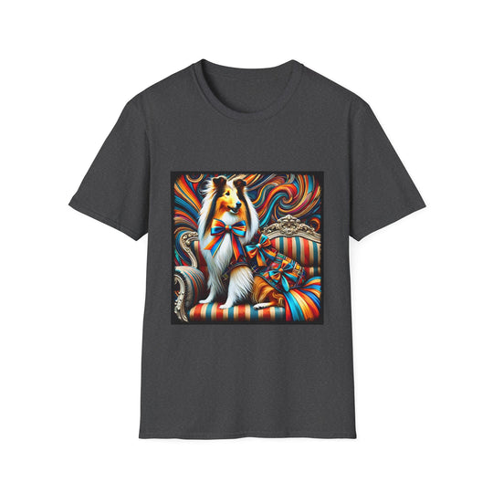 Collie Dynamic Swirl design dog lover unisex t-shirt in dark heather
