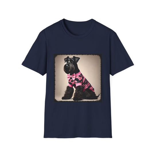 Schnauzer Pink Camo Cutie design dog lover unisex t-shirt in navy