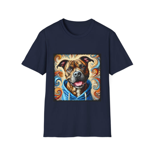 American Pit Bull Terrier Brindle Swirl design dog lover unisex t-shirt in navy