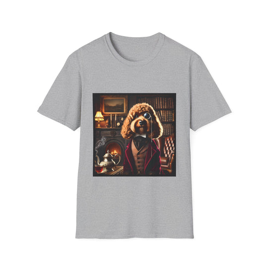 Cavapoo Mister Monacle design dog lover unisex t-shirt in sport grey