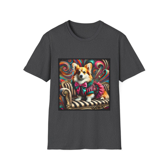 Pembroke Welsh Corgi Chic Rocker design dog lover unisex t-shirt in dark heather