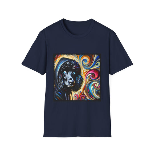 Poodle Hoodie Swirl II design dog lover unisex t-shirt in navy