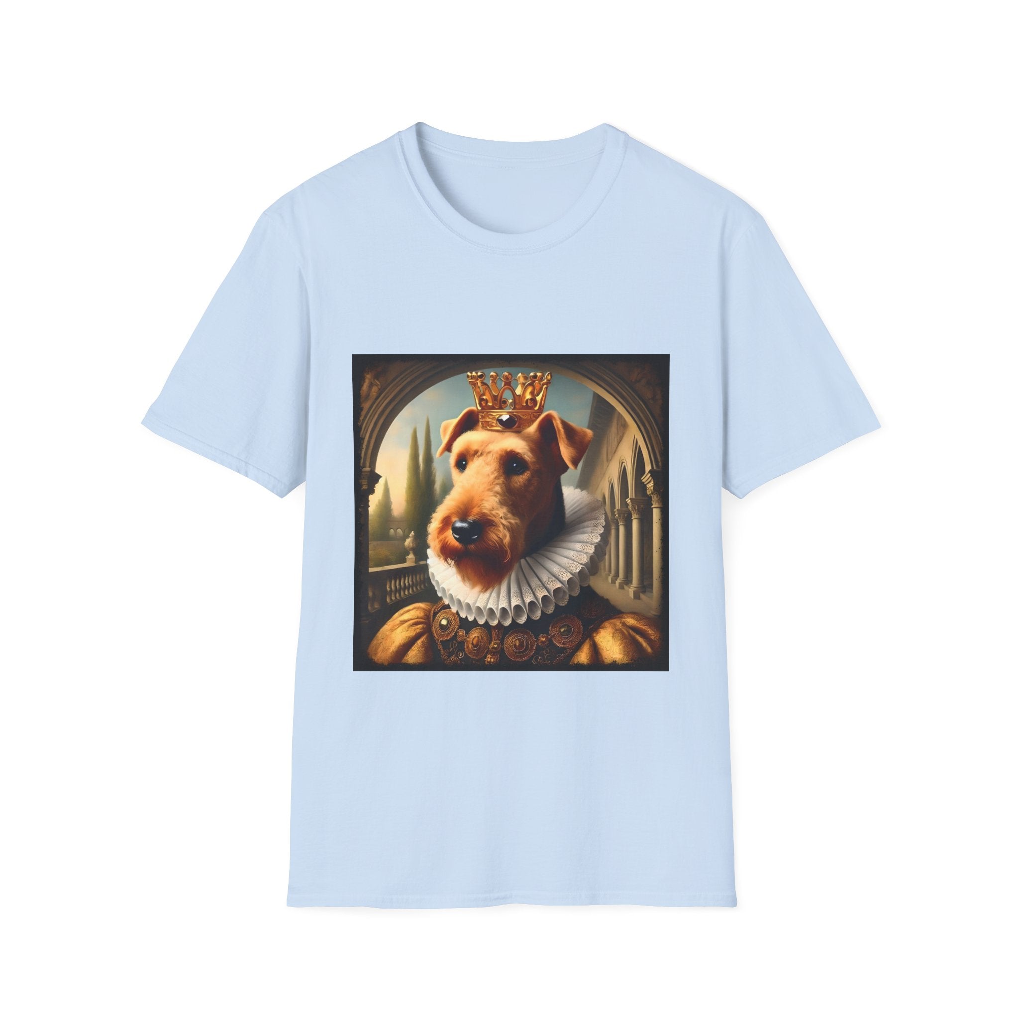 Airedale Terrier Crowned Gent design dog lover unisex t-shirt in light blue