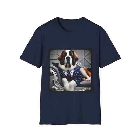Saint Bernard Tux Luxe design dog lover unisex t-shirt in navy