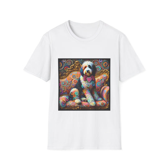 Bernedoodle Love Swirl design dog lover unisex t-shirt in white