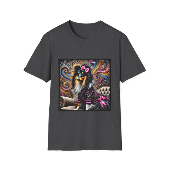 Collie Bold Rocker design dog lover unisex t-shirt in dark heather