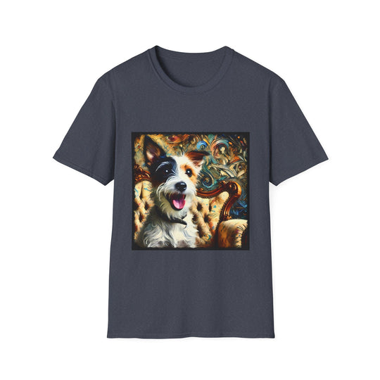 Jack Russell Terrier Blissful Swirl design dog lover unisex t-shirt in heather navy