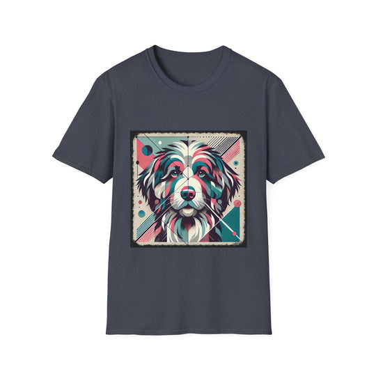 Goldendoodle Bold Geometric design dog lover unisex t-shirt in heather navy