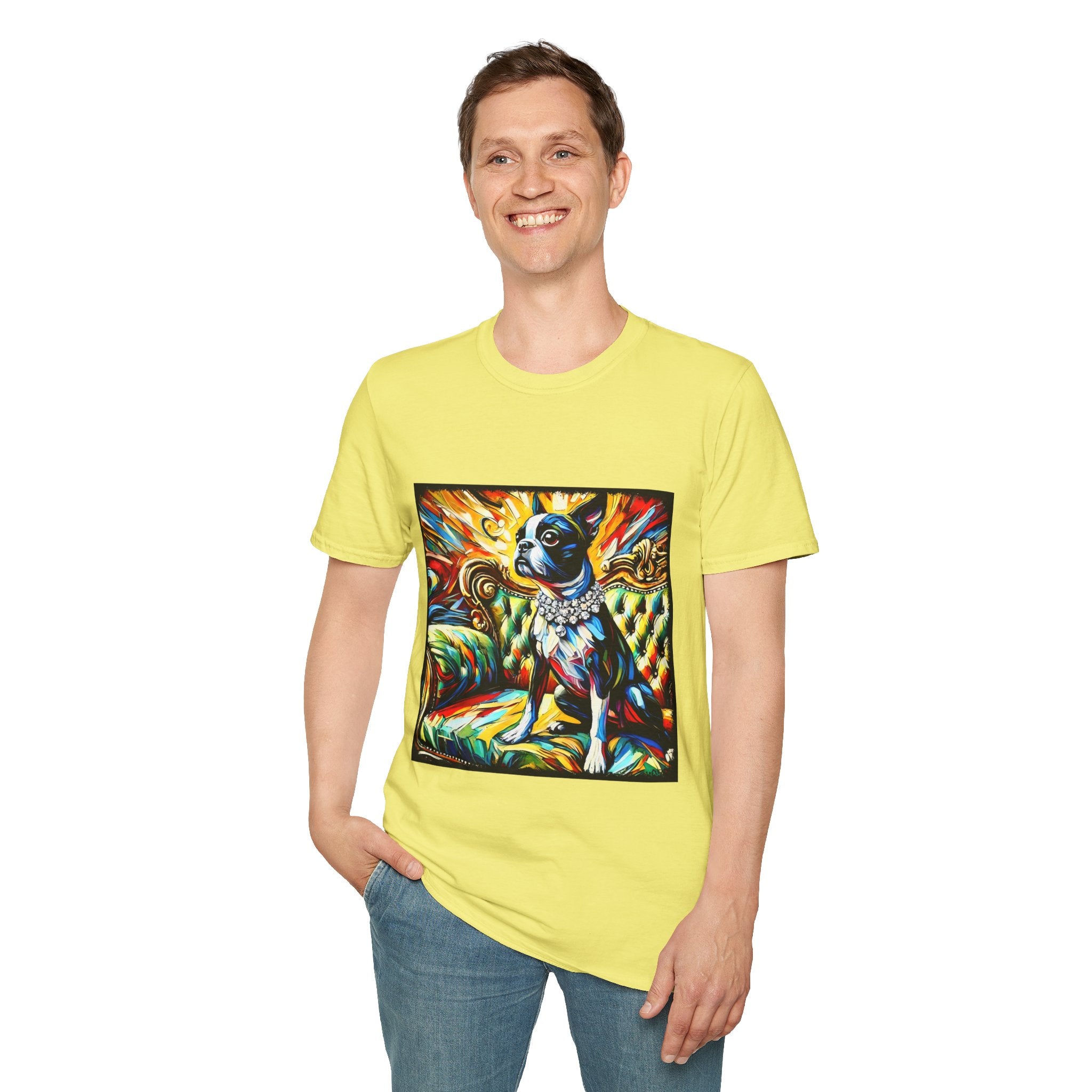 Boston Terrier Sunburst Swirl | Unisex Dog T-Shirt