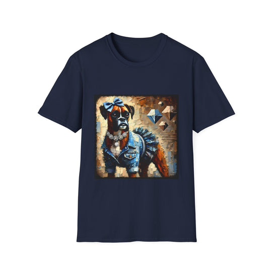 Boxer Jean Queen design dog lover unisex t-shirt in navy