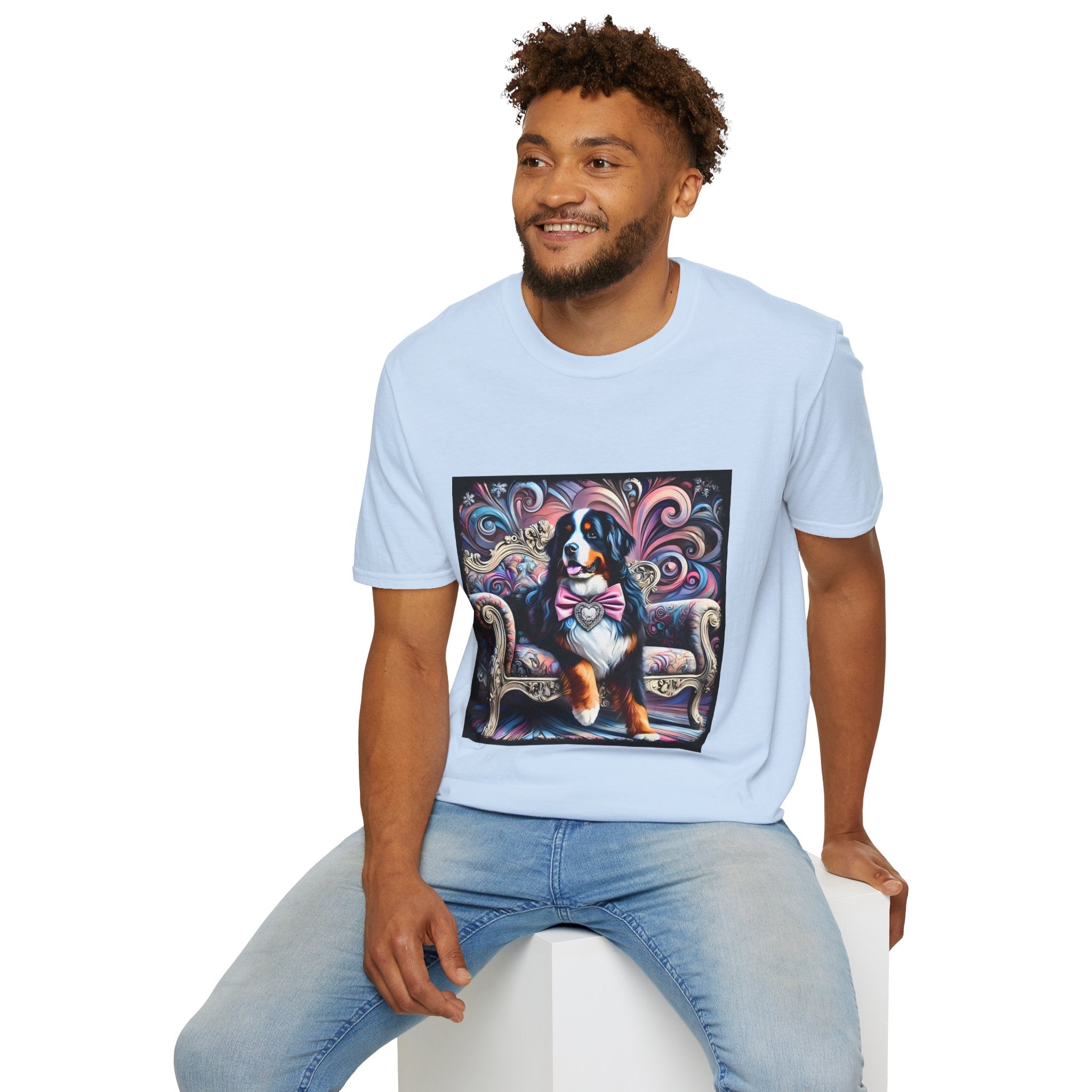 Bernese Mountain Dog Purple Diamond Vivid Swirl | Unisex Dog T-Shirt