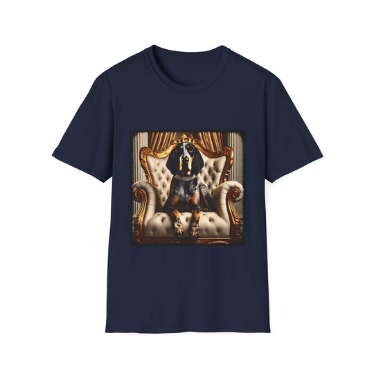 Coonhound Divine Royalty design dog lover unisex t-shirt in navy