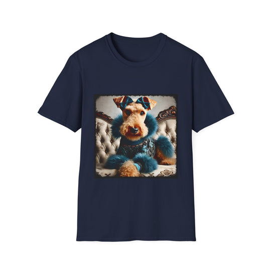Airedale Terrier Fancy Fur design dog lover unisex t-shirt in navy