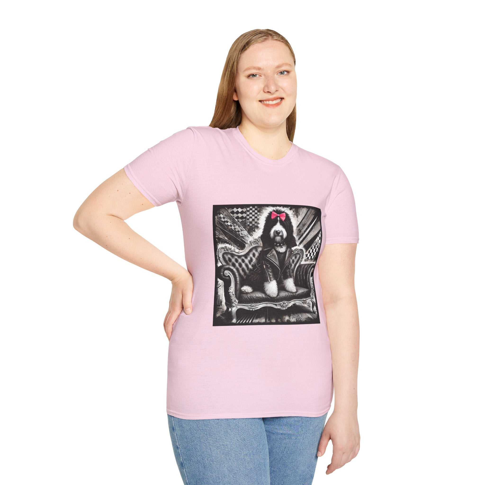 Bernedoodle B&W Pink Bow | Unisex Dog T-Shirt