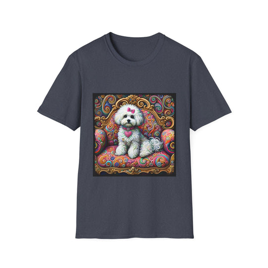 Bichon Frise Love Swirl design dog lover unisex t-shirt in heather navy