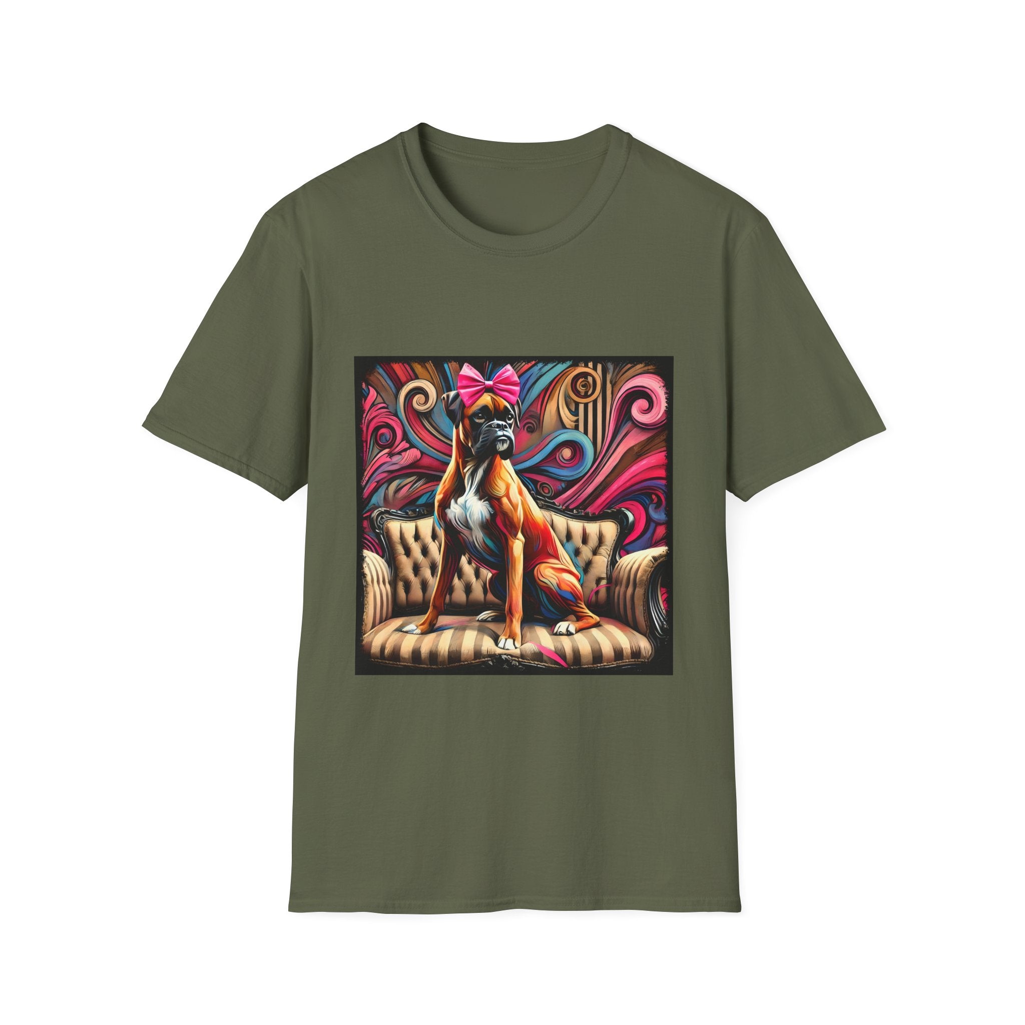 Boxer Pink Bow Swirl | Unisex Dog T-Shirt