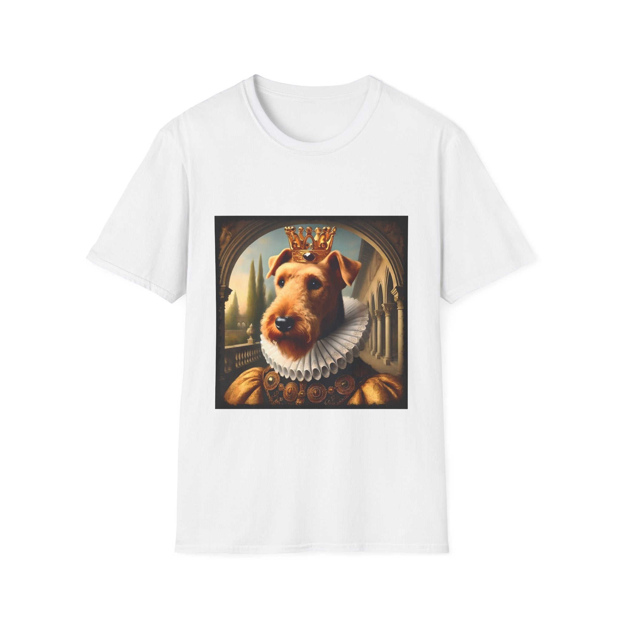 Airedale Terrier Crowned Gent design dog lover unisex t-shirt in white
