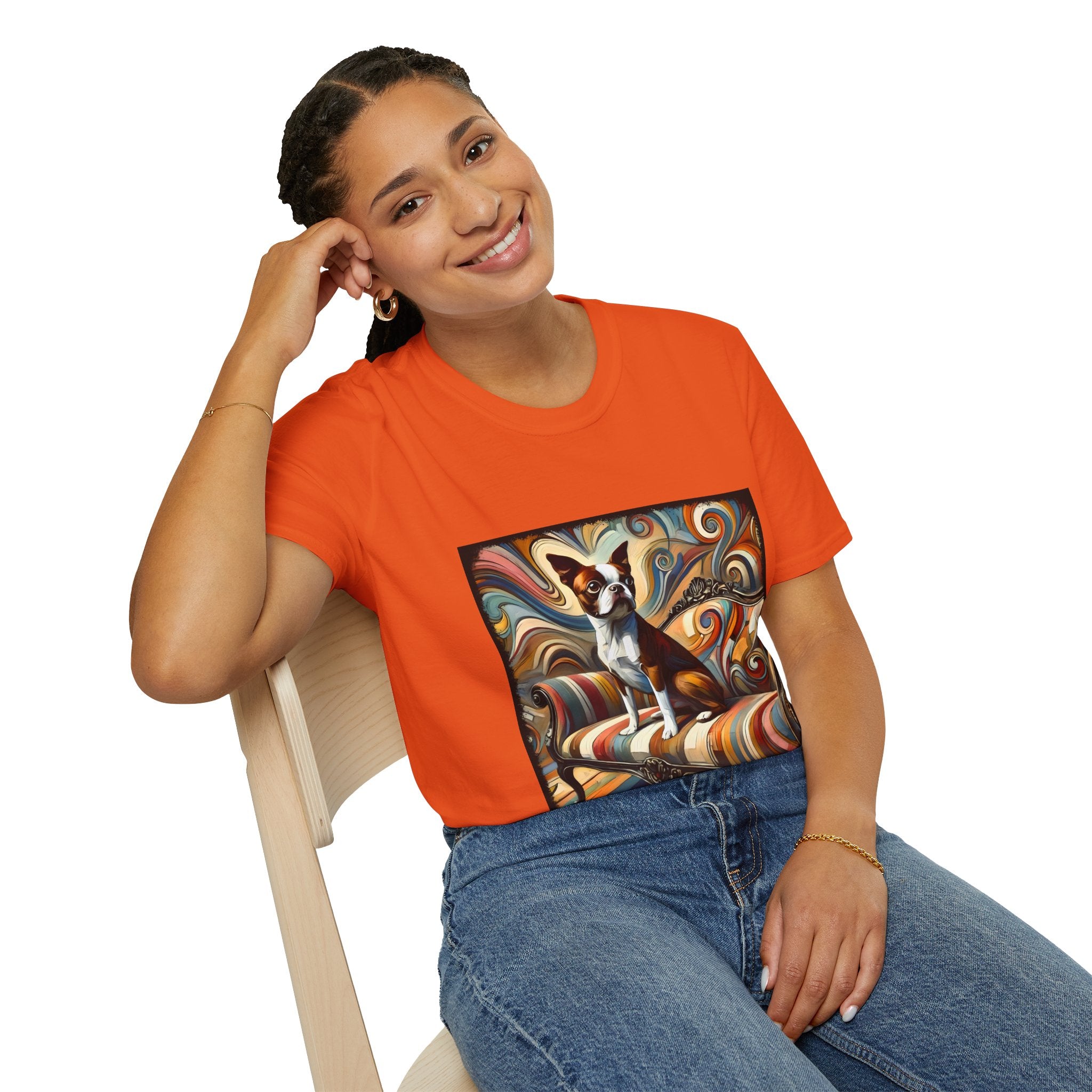 Boston Terrier Warm Swirl | Unisex Dog T-Shirt