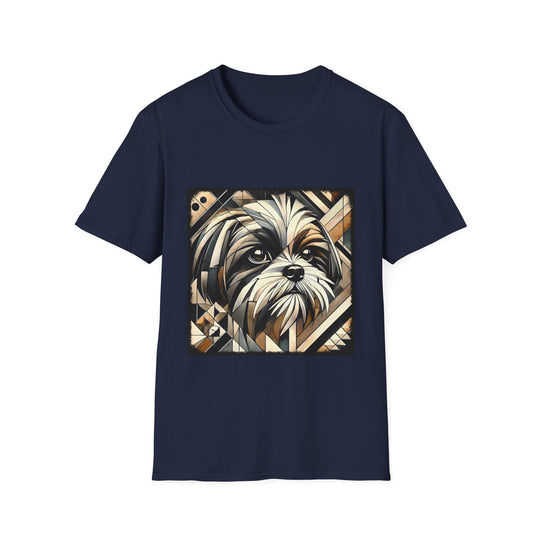 Shih Tzu Bold Geometric design dog lover unisex t-shirt in navy