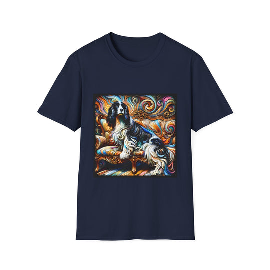 English Springer Spaniel Dynamic Swirl design dog lover unisex t-shirt in navy