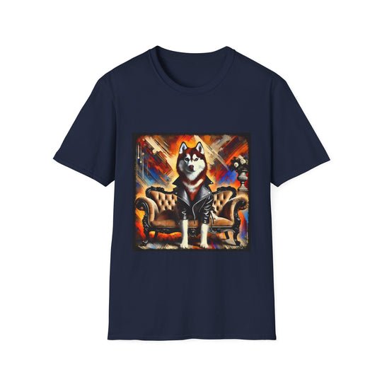 Siberian Husky Vivid Classic design dog lover unisex t-shirt in navy