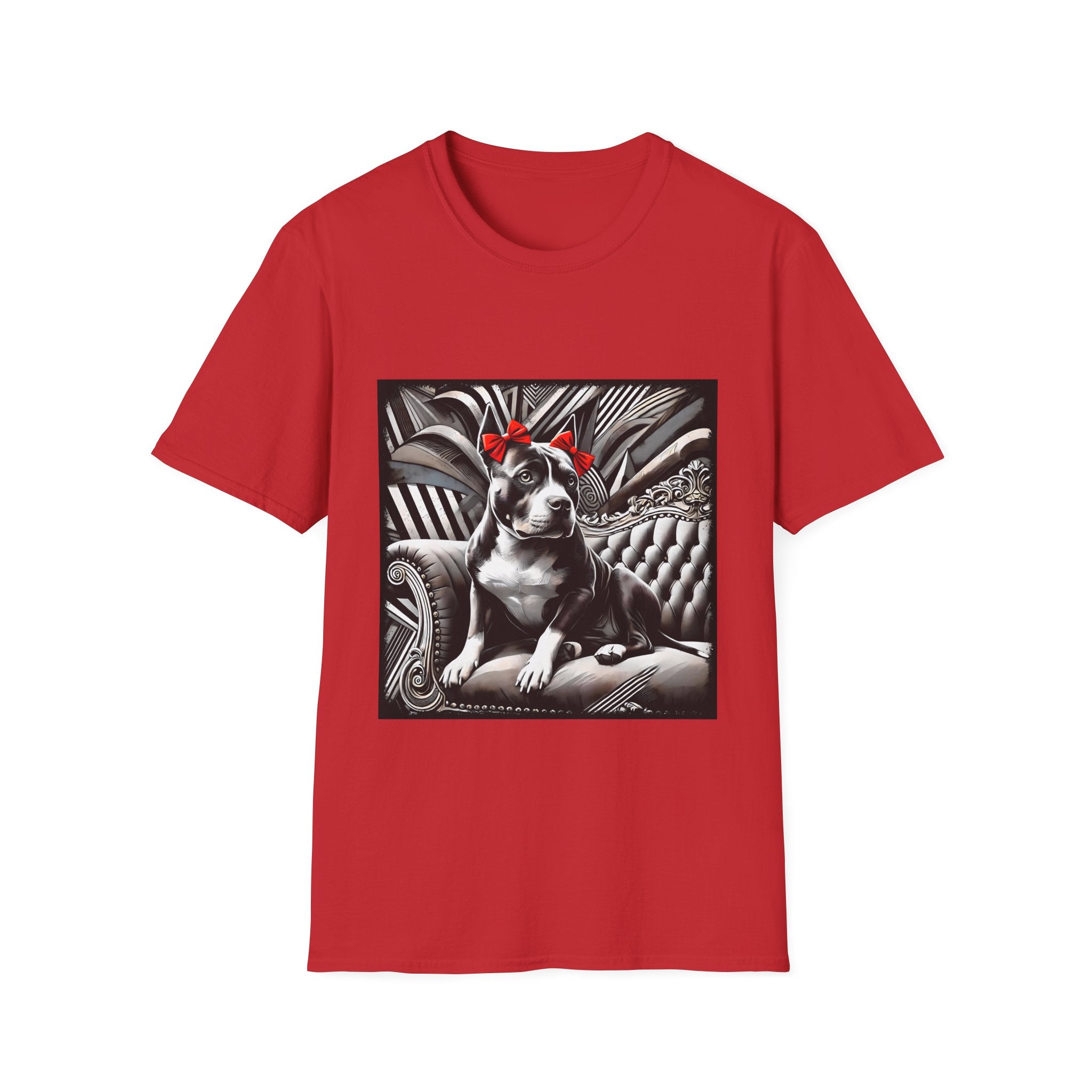 American Pit Bull Terrier Shirt | B&W Red Bow Dog Lover Tee