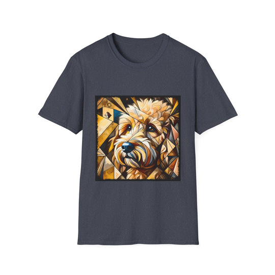 Goldendoodle Geometric design dog lover unisex t-shirt in heather navy