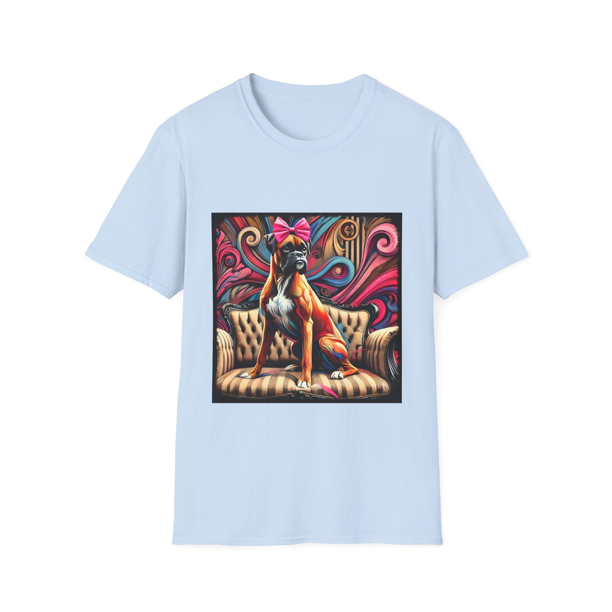 Boxer Pink Bow Swirl | Unisex Dog T-Shirt