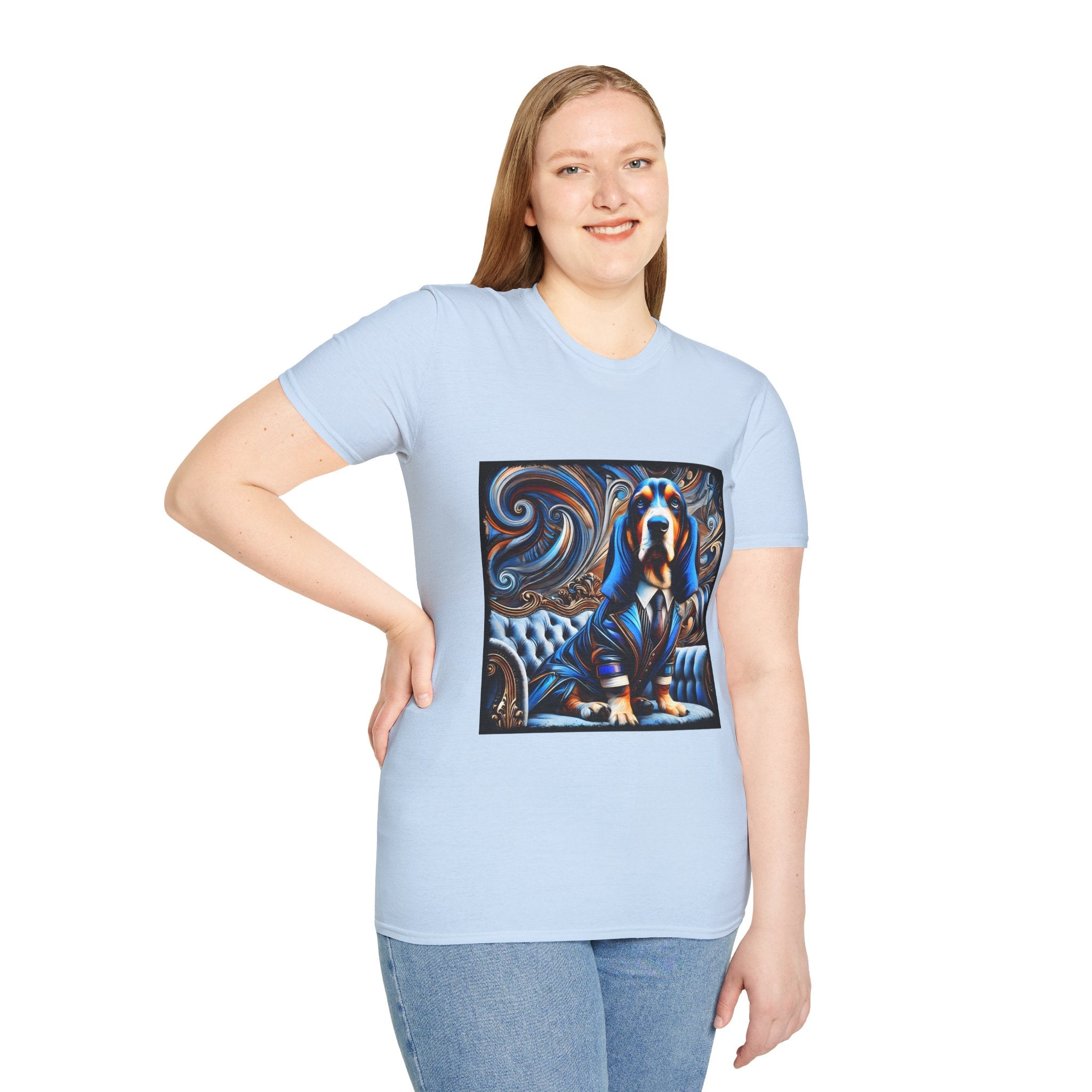 Basset Hound Bold Blue Feels | Unisex Dog T-Shirt